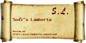 Soós Lamberta névjegykártya